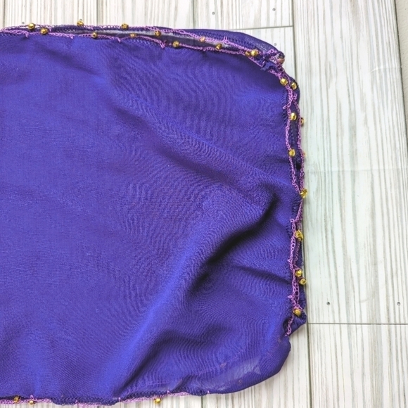Chiffon Beaded Three Row Coin Festival Belt Scarf Wrap in Purple and Gold - Picture 8 of 14